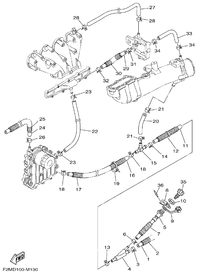 Yamaha F2ML EXHAUST 2 parts diagram